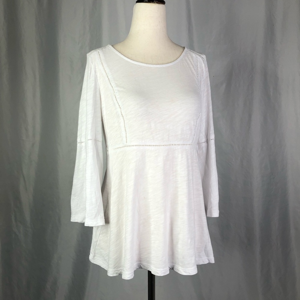 Boden semi-sheer white shirt burnout jersey openwork eyelet lace beach 4